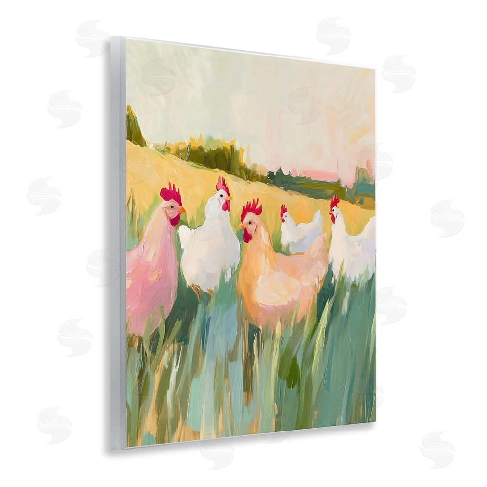 The Prints Vibe Sunlit Flock of Chickens Wall Plaque Printed Art