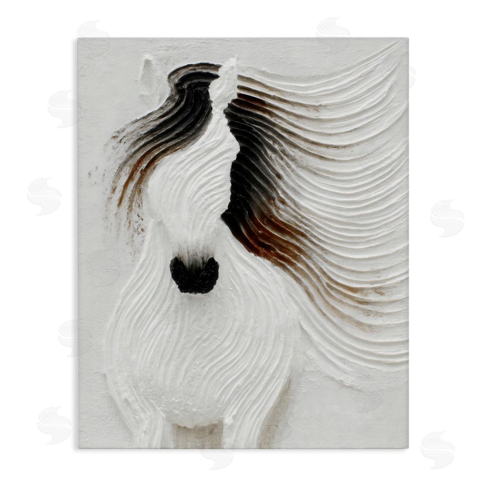 Ink Drop Loft Grooved Horse in Flowing Motion Stretched Canvas Wall Art