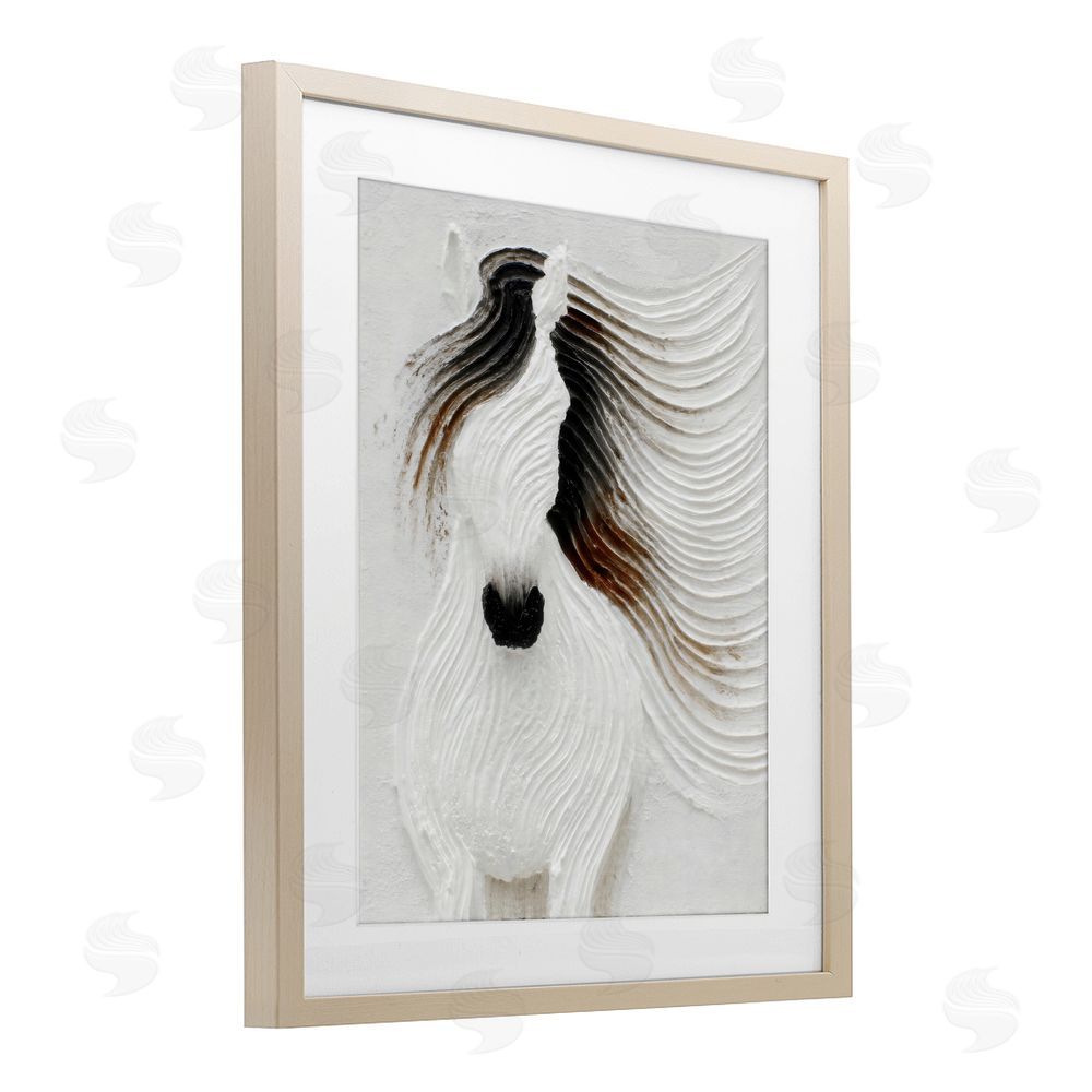 Ink Drop Loft Grooved Horse in Flowing Motion Brown Framed Print Under Glass Wall Art