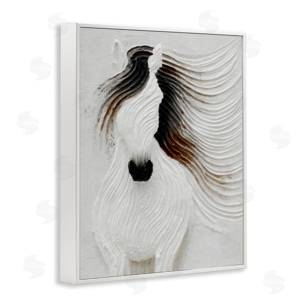 Ink Drop Loft Grooved Horse in Flowing Motion White Framed Giclee Wall Art