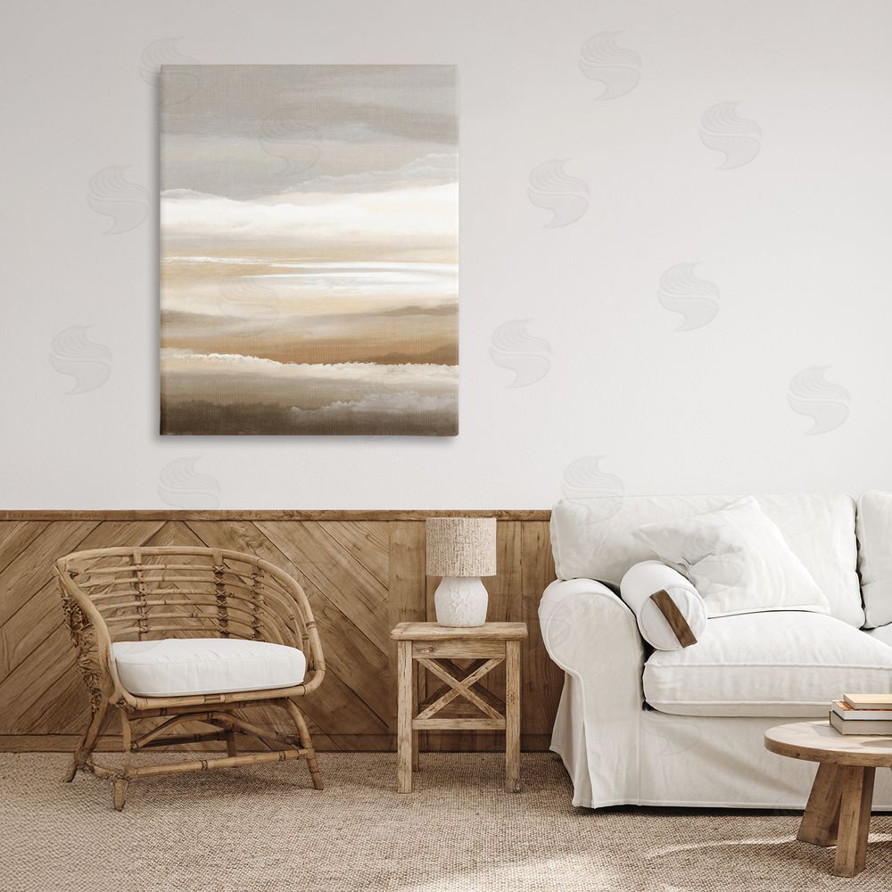 Ink Drop Loft The Horizon Serene Cloud Layers Stretched Canvas on Wall