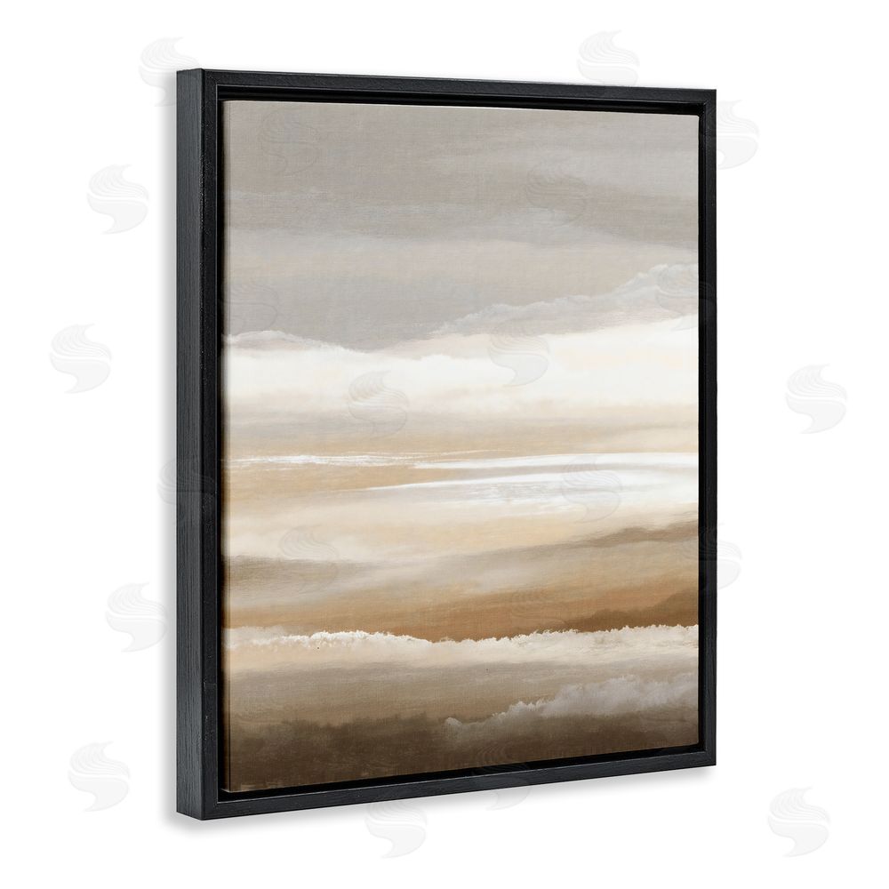 Ink Drop Loft The Horizon Serene Cloud Layers Black Floating Framed Canvas Wall Art Print