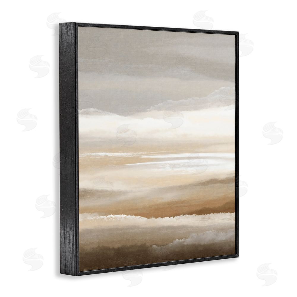 Ink Drop Loft The Horizon Serene Cloud Layers Black Framed Giclee Wall Art Print