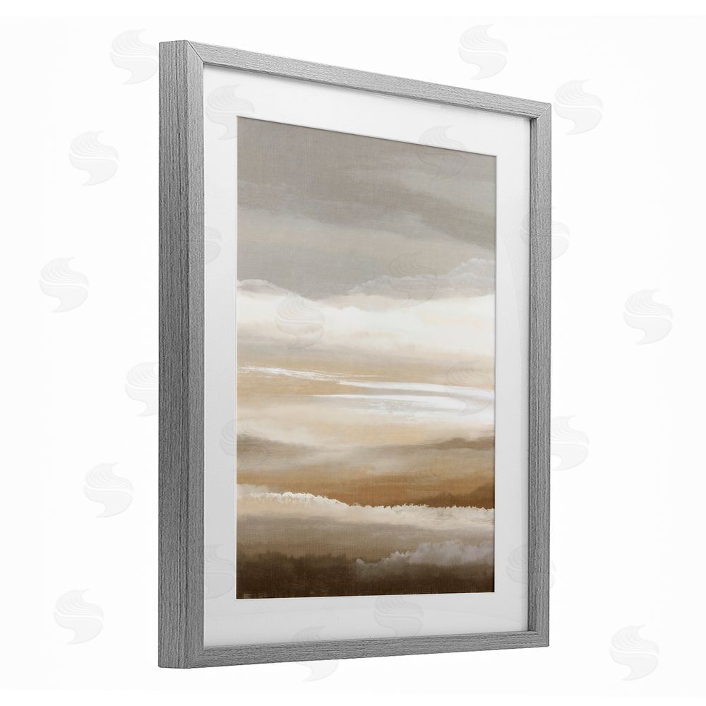 Ink Drop Loft The Horizon Serene Cloud Layers Gray Framed Print Under Glass with White Mat Wall Art