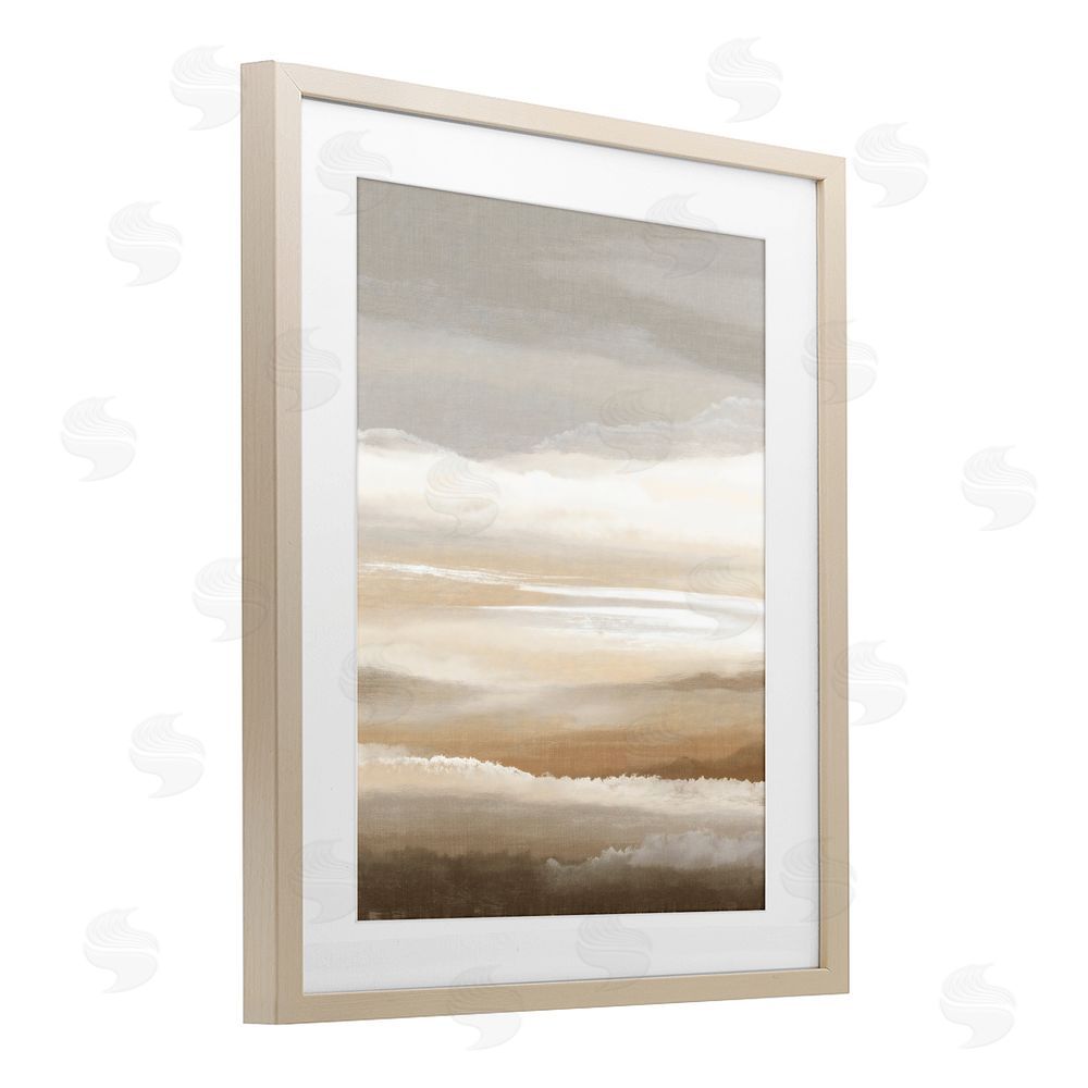 Ink Drop Loft The Horizon Serene Cloud Layers Brown Framed Print Under Glass with White Mat Wall Art