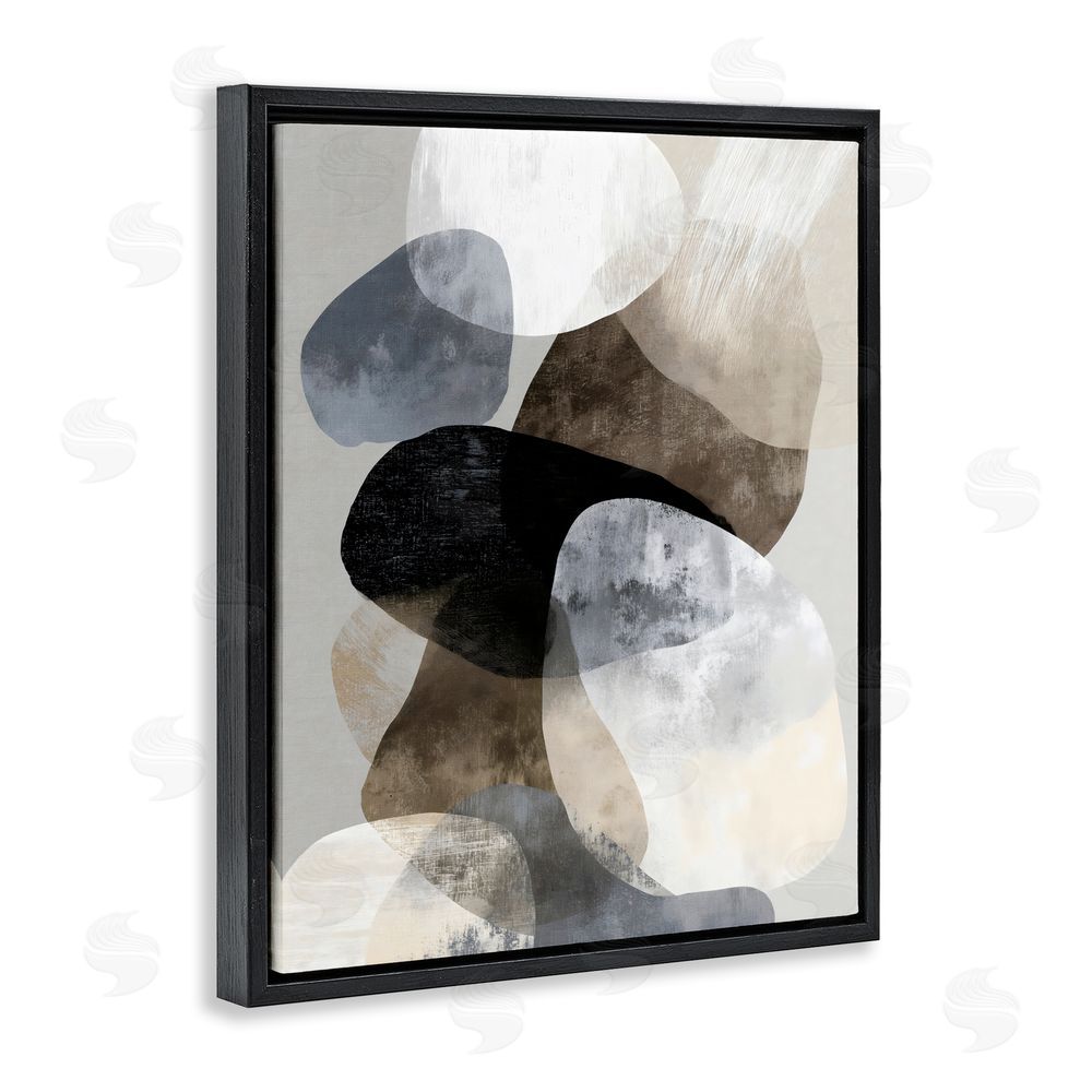 Ink Drop Loft Thoughts In Muted Layers Black Floating Framed Canvas Wall Art Print
