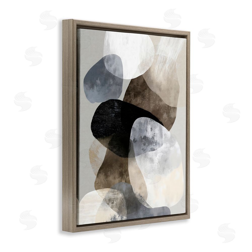 Ink Drop Loft Thoughts In Muted Layers Brown Floating Framed Canvas Wall Art Print