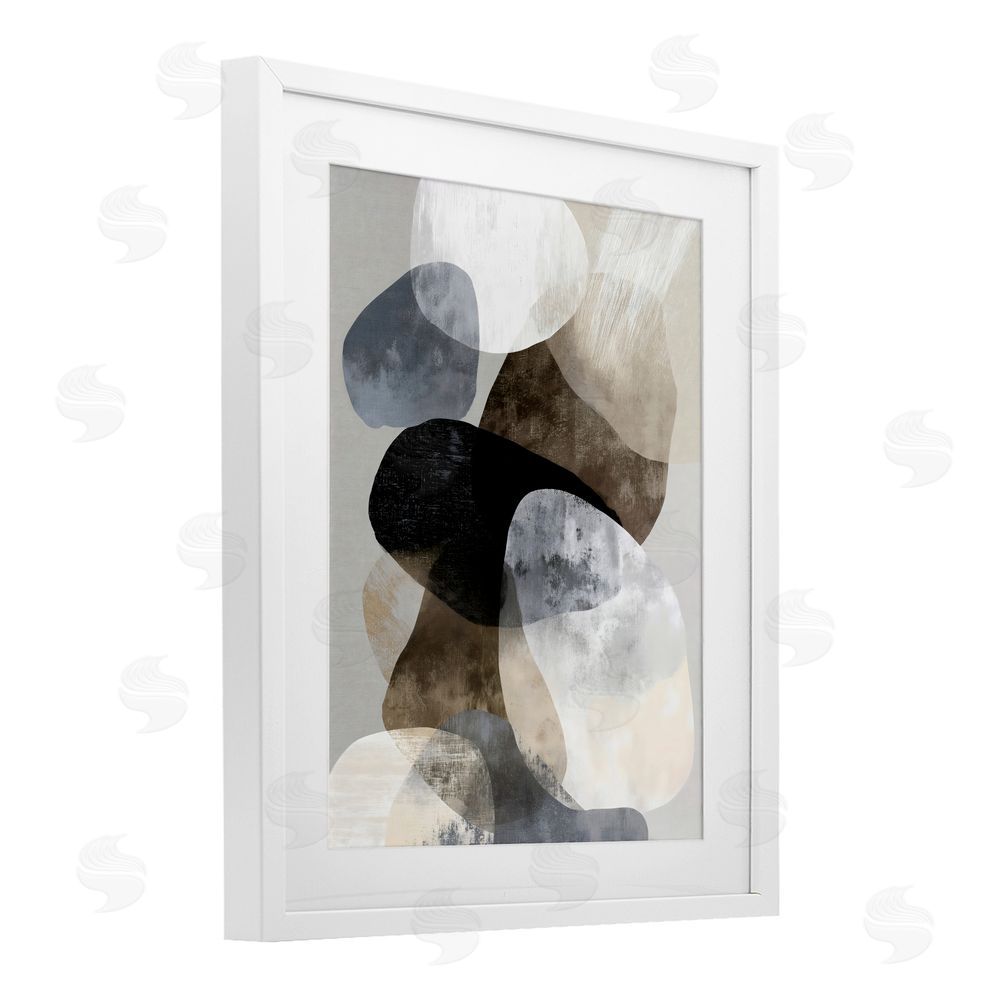 Ink Drop Loft Thoughts In Muted Layers White Framed Print Under Glass with White Mat Wall Art
