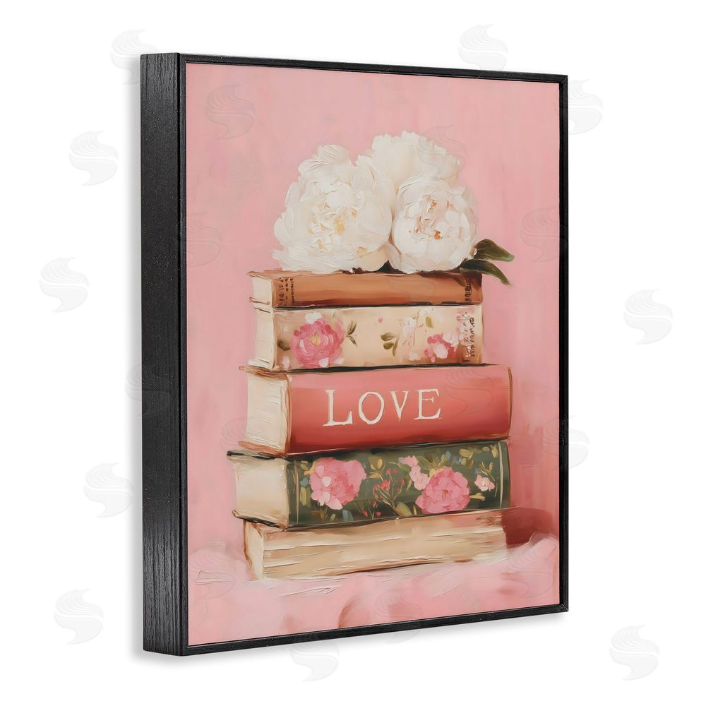 Arlington Prints Book Love with Peonies Black Framed Giclee Wall Art Print