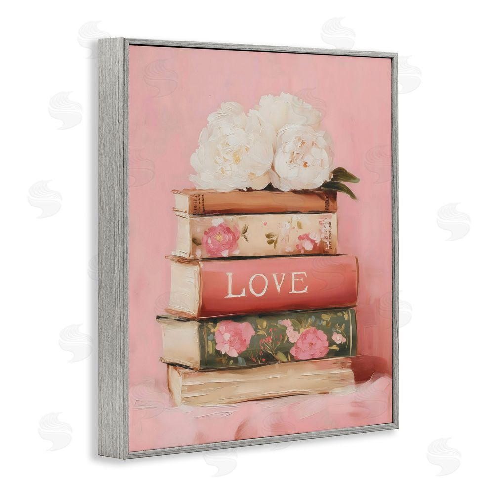 Arlington Prints Book Love with Peonies Gray Framed Giclee Wall Art Print