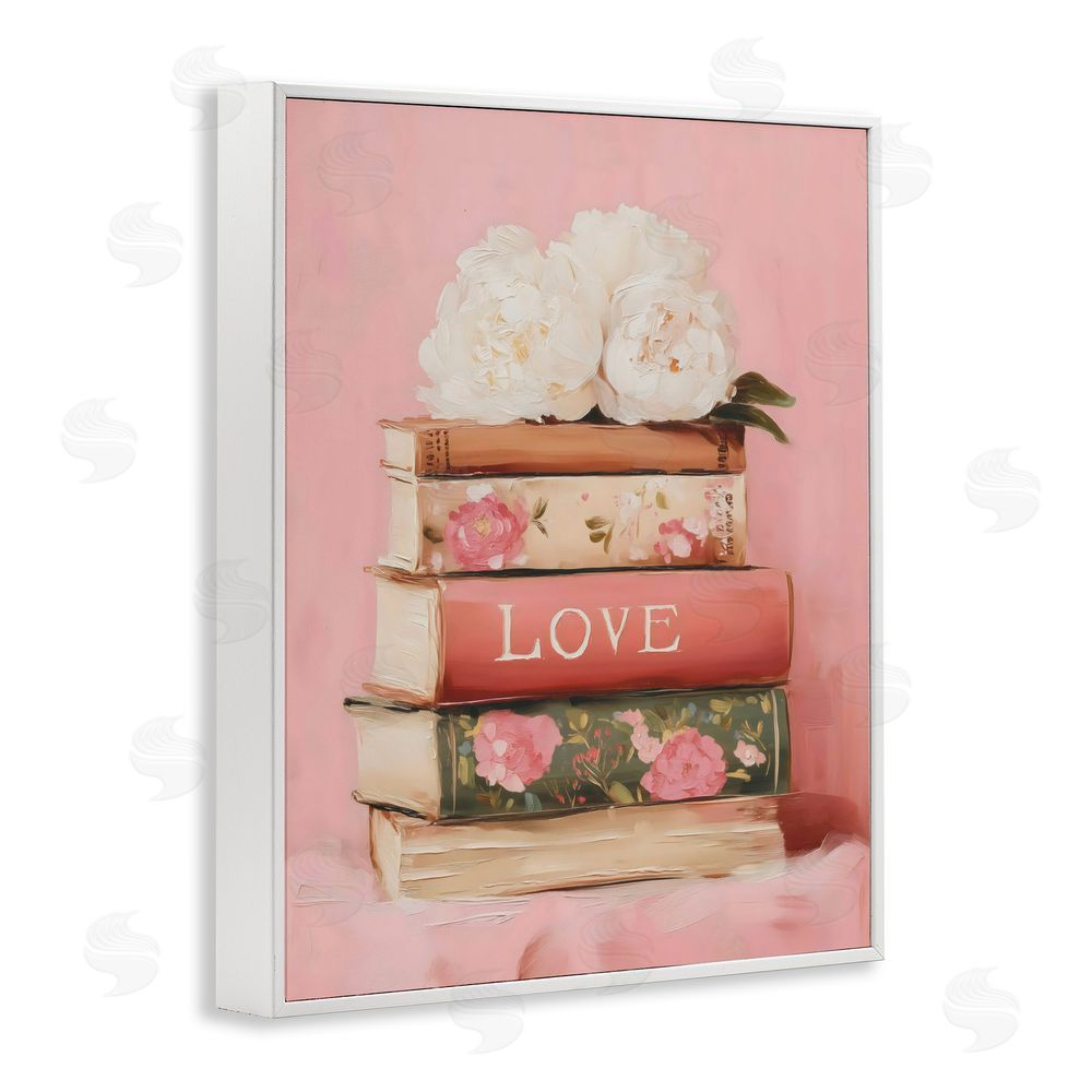 Arlington Prints Book Love with Peonies White Framed Giclee Wall Art Print