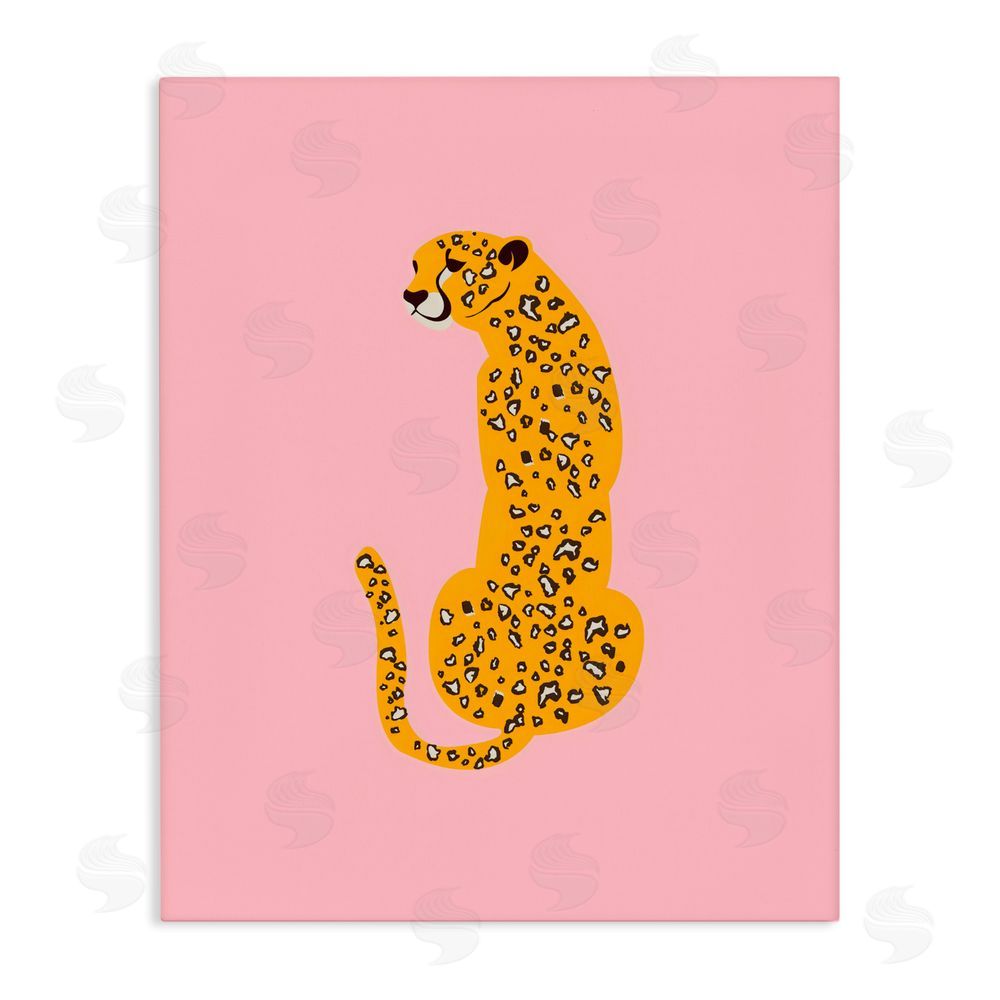Creative Studio Yellow Jaguar on Pink Stretched Canvas Wall Art Print