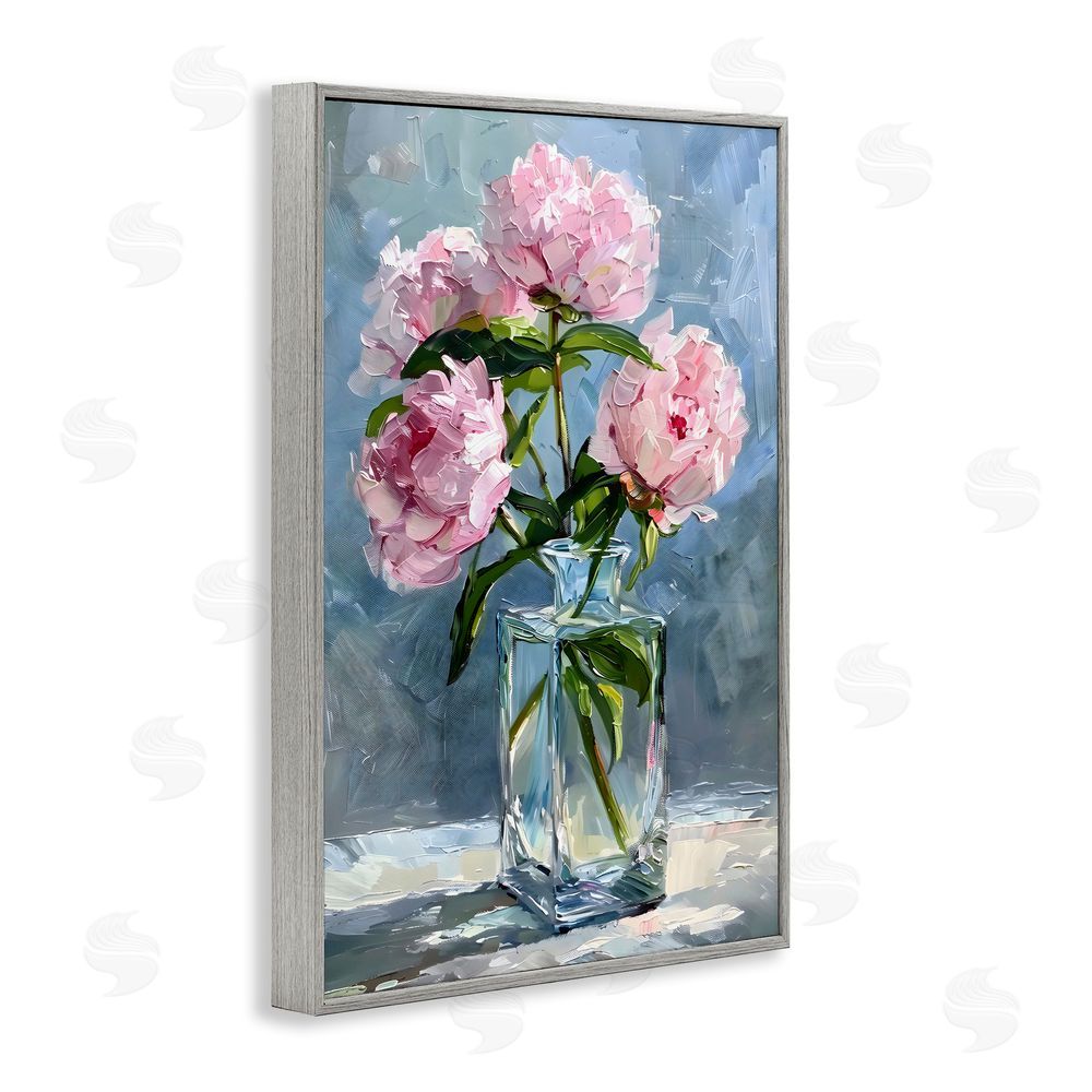 Creative Studio Beautiful Pink Pastel Peonies Gray Framed Giclee Wall Art Print