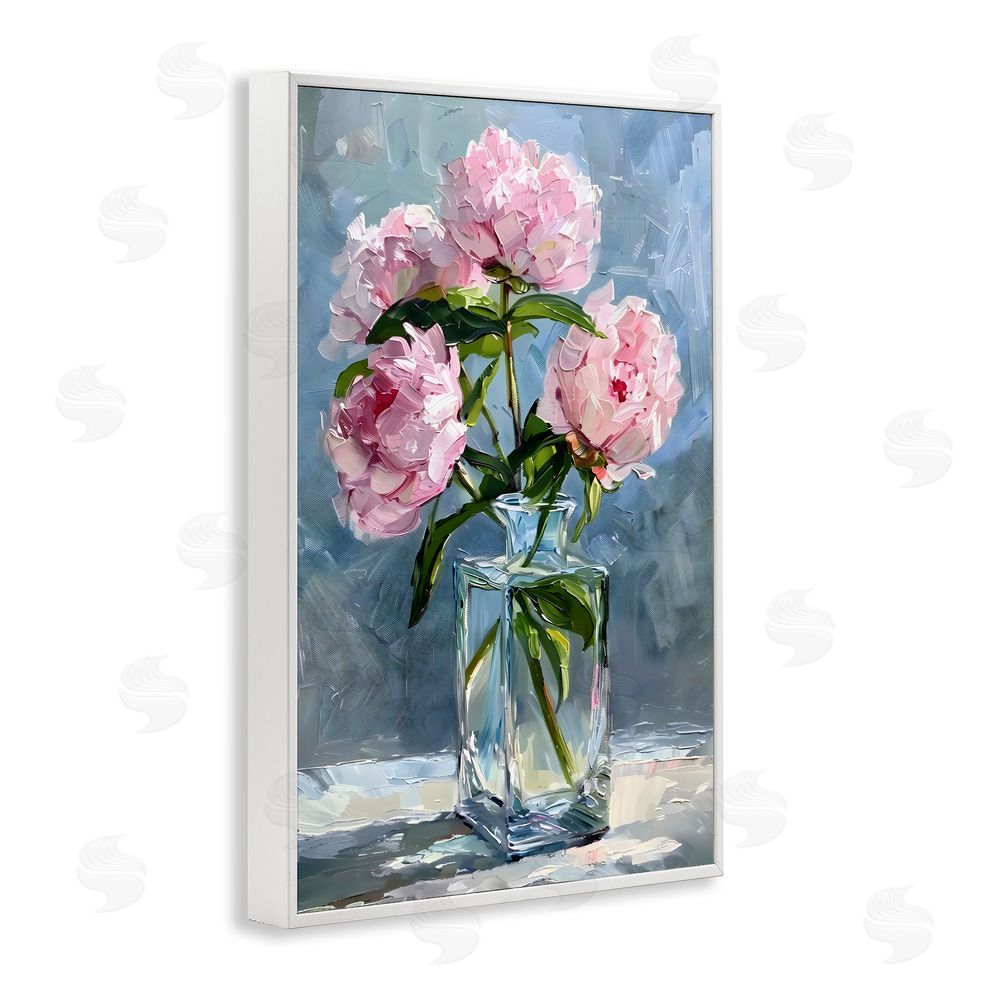 Creative Studio Beautiful Pink Pastel Peonies White Framed Giclee Wall Art Print
