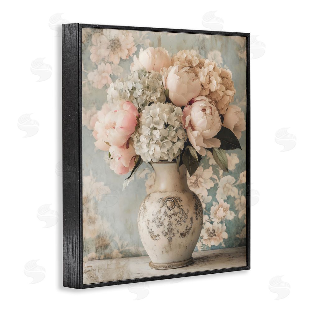 Creative Studio Delightful Arrangement of Flowers Black Framed Giclee Wall Art Print