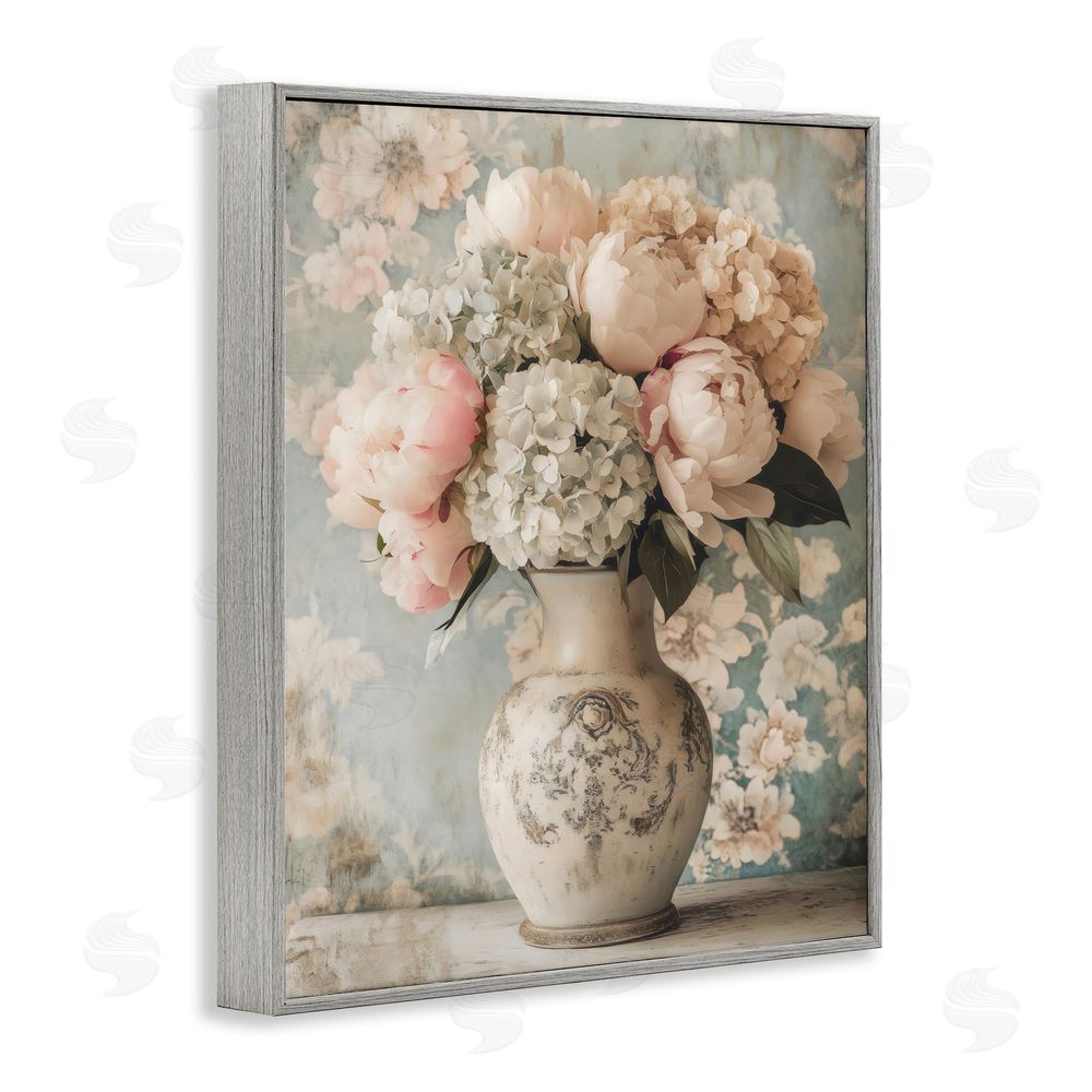 Creative Studio Delightful Arrangement of Flowers Gray Framed Giclee Wall Art Print