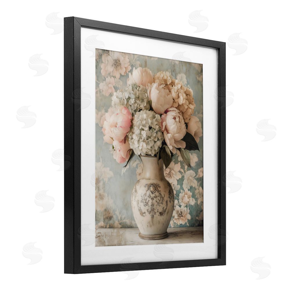 Creative Studio Delightful Arrangement of Flowers Black Framed Print Under Glass Wall Art