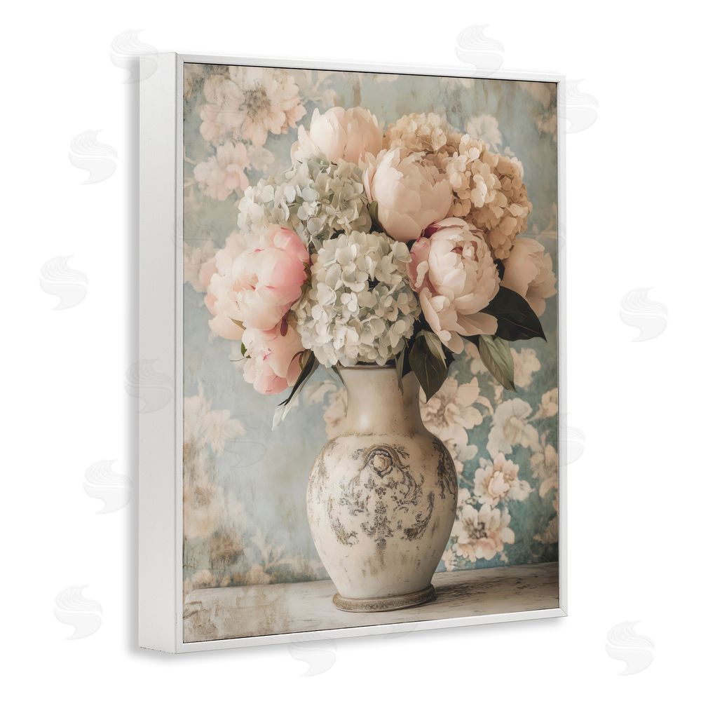 Creative Studio Delightful Arrangement of Flowers White Framed Giclee Wall Art Print