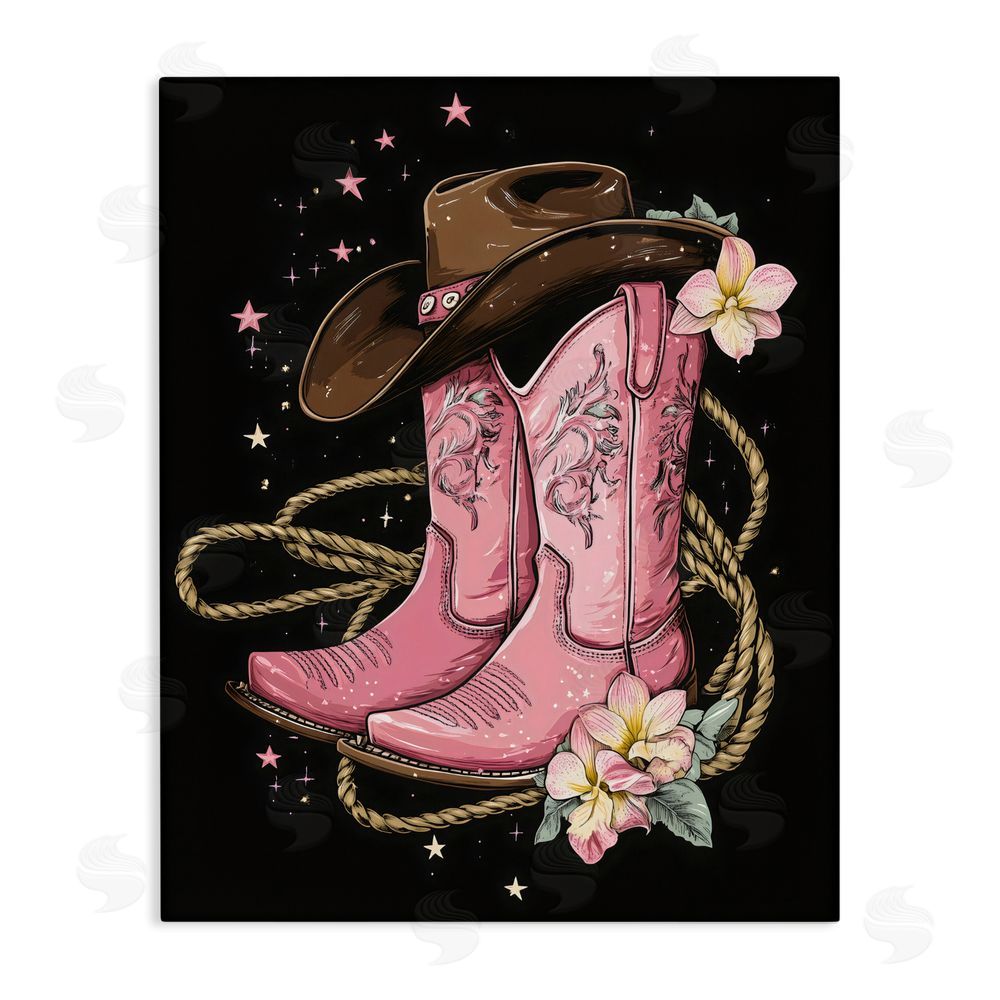 Creative Studio Western Chic Pink Boots Stretched Canvas Wall Art Print