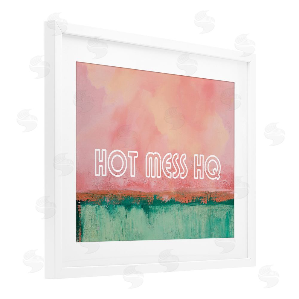 Gina Kelly Hot Mess Headquarters White Framed Print Under Glass Wall Art