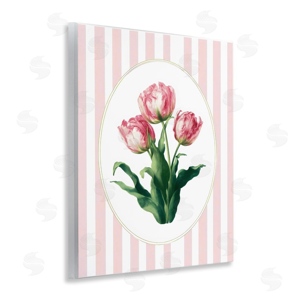 Ink Drop Loft Spring Tulips on Stripes Wall Plaque Printed Art