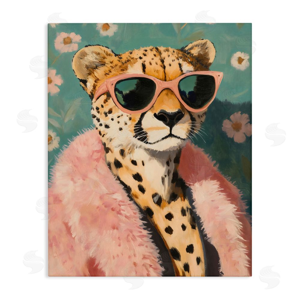 The Prints Vibe Glam Cheetah in Pink Fur Stretched Canvas Wall Art