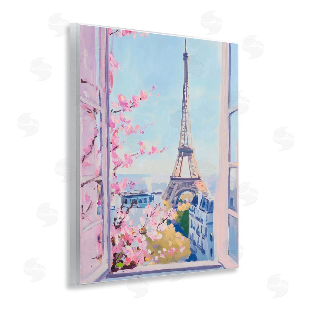 The Prints Vibe Eiffel Tower View in Spring Wall Plaque with Fixed Lithograph Print