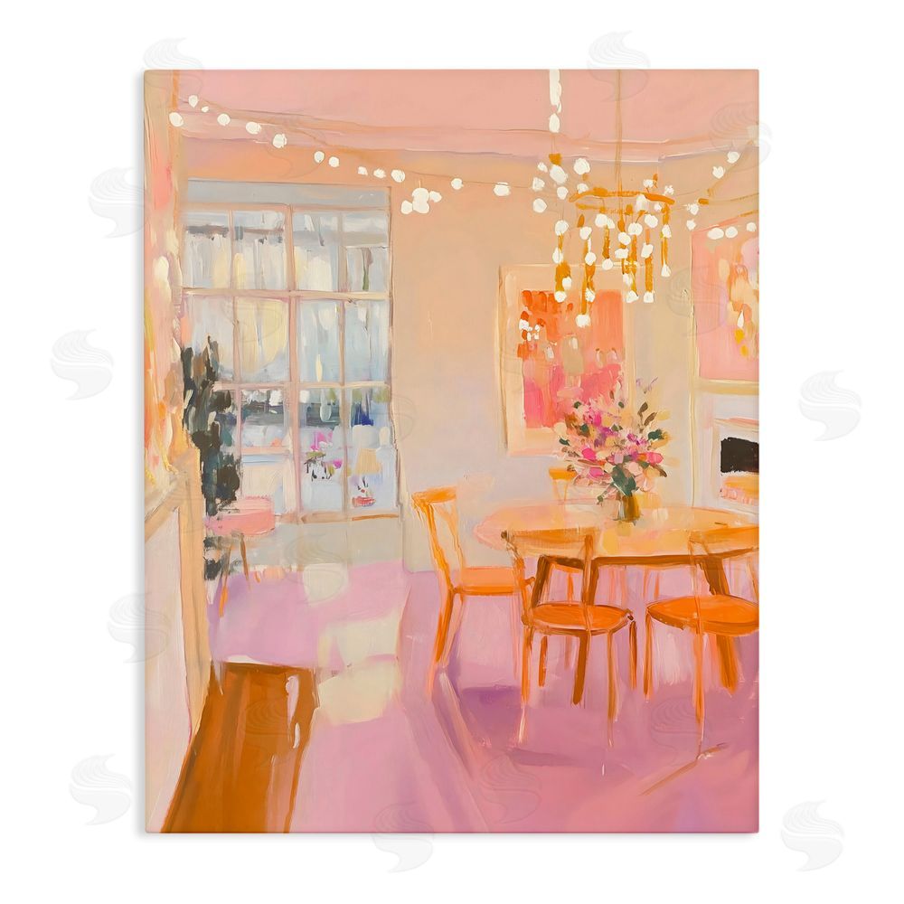 The Prints Vibe Warm & Inviting Dining Room Stretched Canvas Wall Art Print