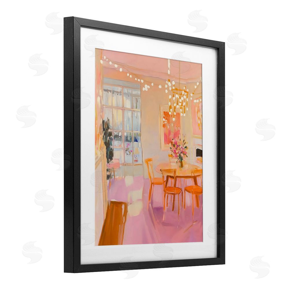 The Prints Vibe Warm & Inviting Dining Room Black Framed Print Under Glass with White Mat Wall Art