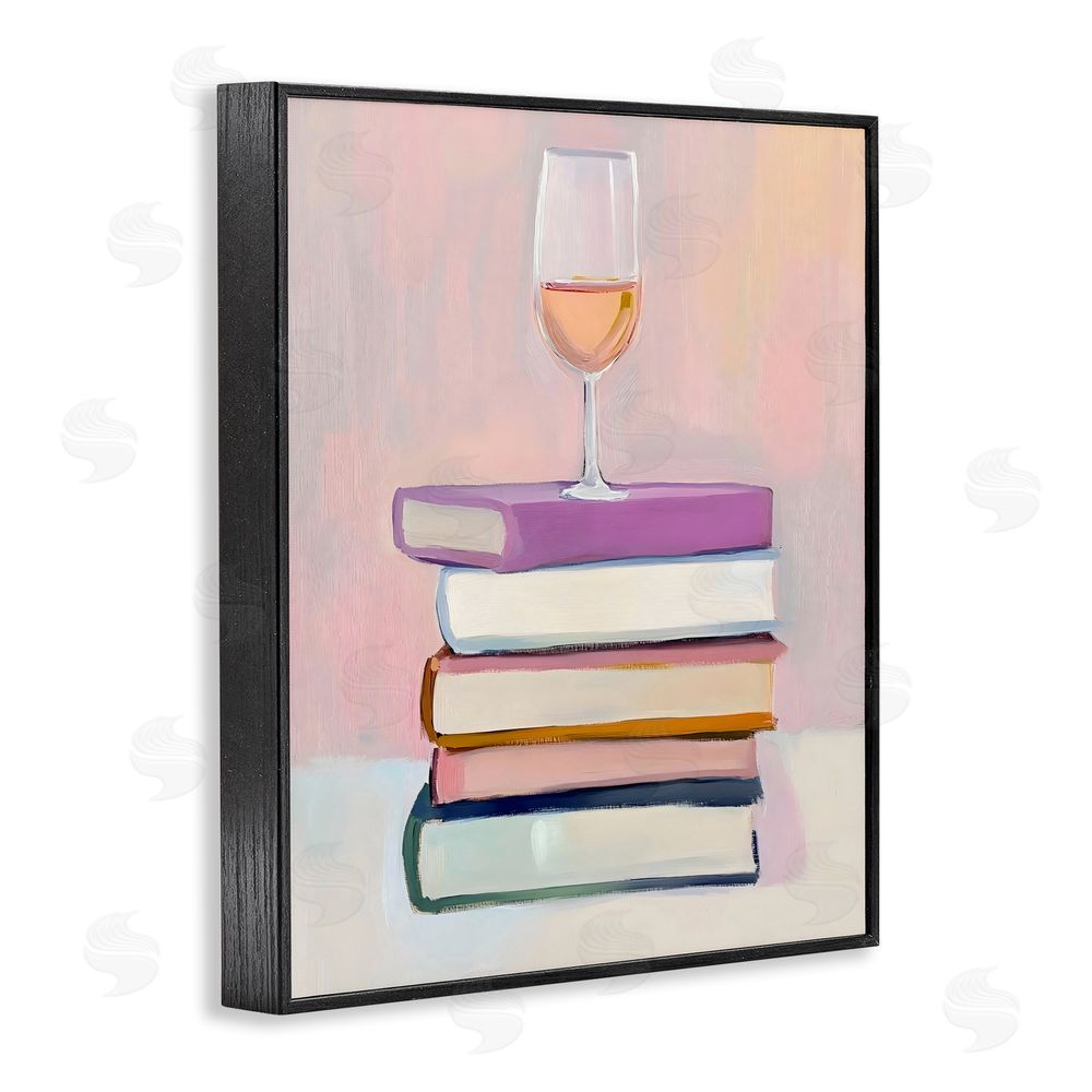 The Prints Vibe Books & Champagne Lifestyle Black Framed Giclee Wall Art Print