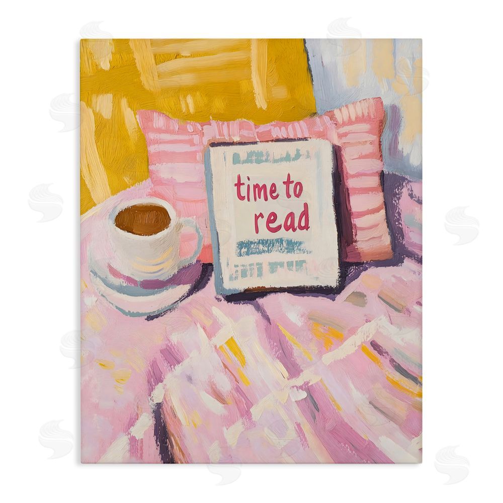 The Prints Vibe Time To Read in Morning Stretched Canvas Wall Art Print