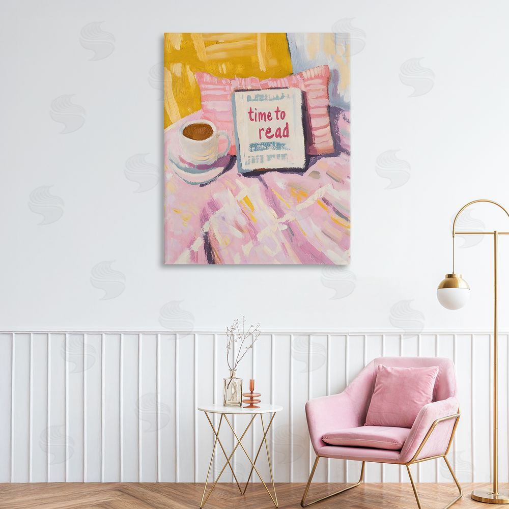 The Prints Vibe Time To Read in Morning Stretched Canvas on Wall