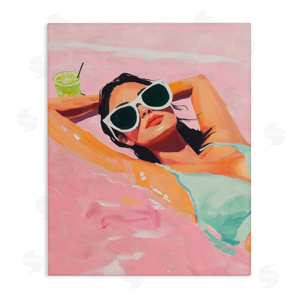 The Prints Vibe Trendy Summer Girl Stretched Canvas Wall Art Print
