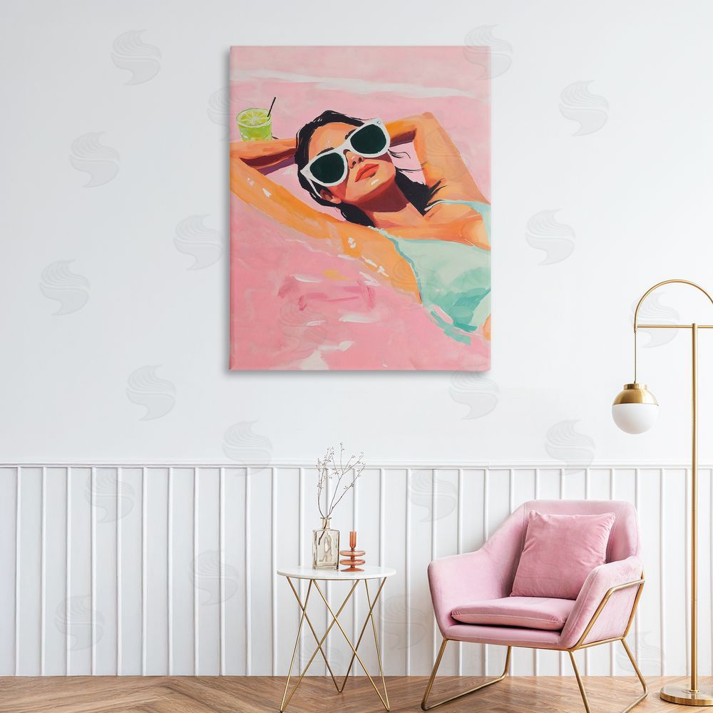 The Prints Vibe Trendy Summer Girl Stretched Canvas on Wall