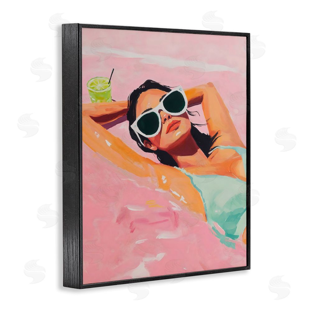 The Prints Vibe Trendy Summer Girl Black Framed Giclee Wall Art Print