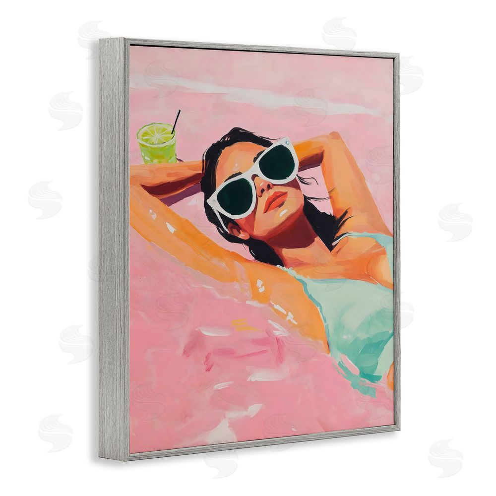 The Prints Vibe Trendy Summer Girl Gray Framed Giclee Wall Art Print