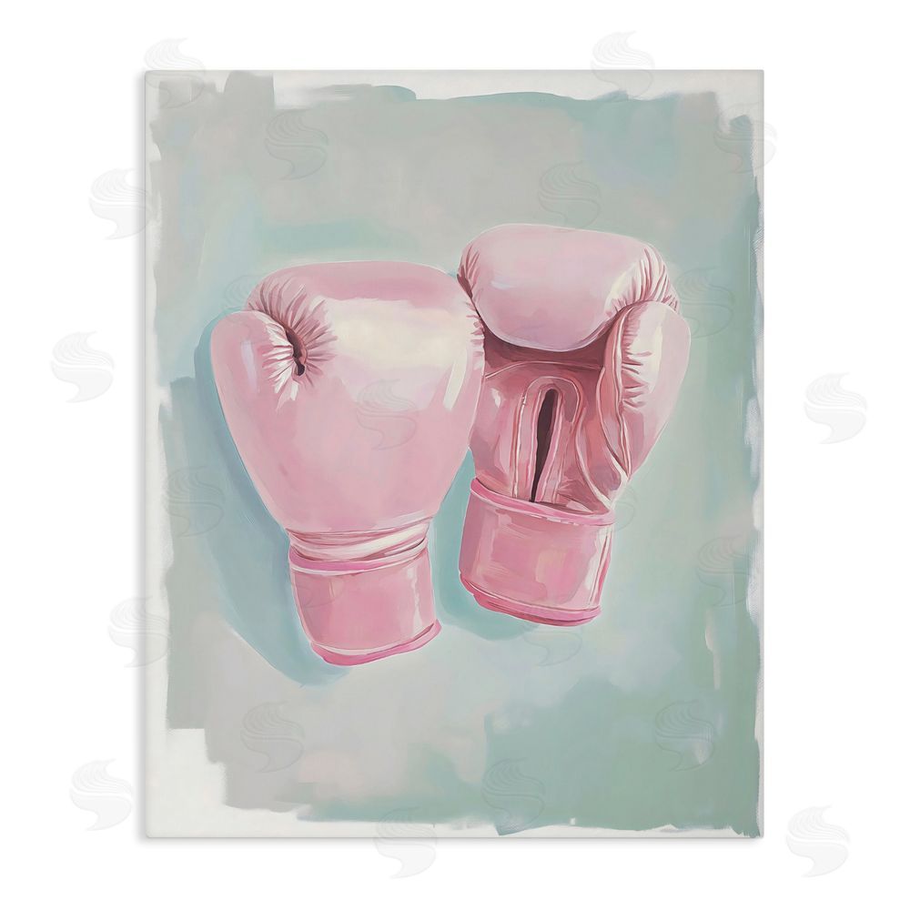 The Prints Vibe Feminine Pink Boxing Gloves Stretched Canvas Wall Art