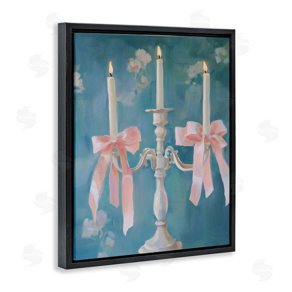 The Prints Vibe Elegant Coquette Candelabra Black Floating Framed Canvas Wall Art
