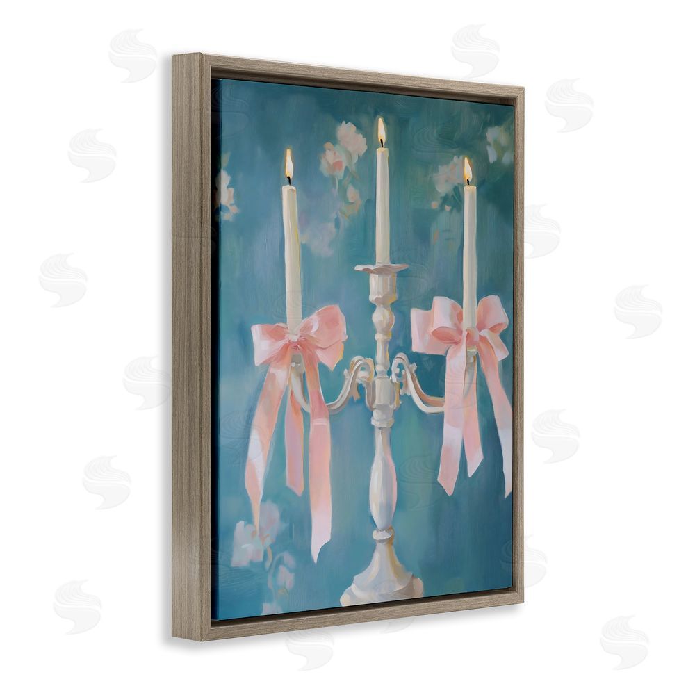 The Prints Vibe Elegant Coquette Candelabra Brown Floating Framed Canvas Wall Art