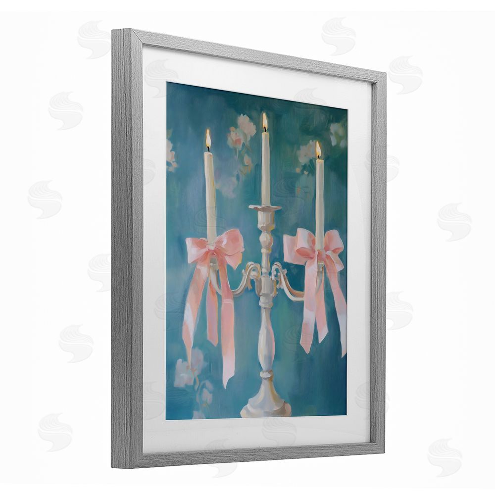 The Prints Vibe Elegant Coquette Candelabra Gray Framed Print Under Glass Wall Art