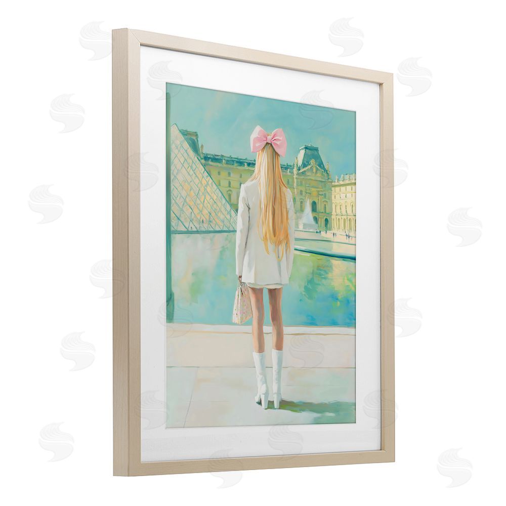 The Prints Vibe Girl In Paris Observing Brown Framed Print Under Glass Wall Art
