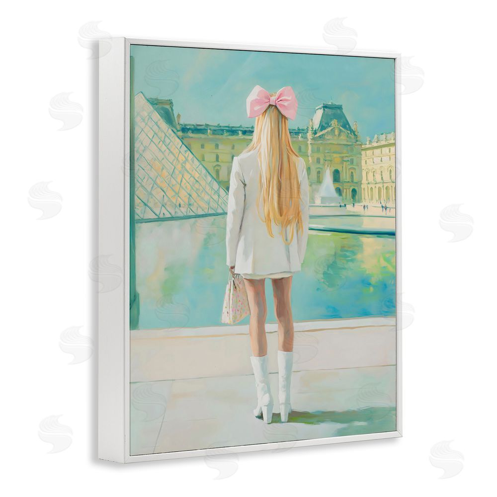 The Prints Vibe Girl In Paris Observing White Framed Giclee Wall Art