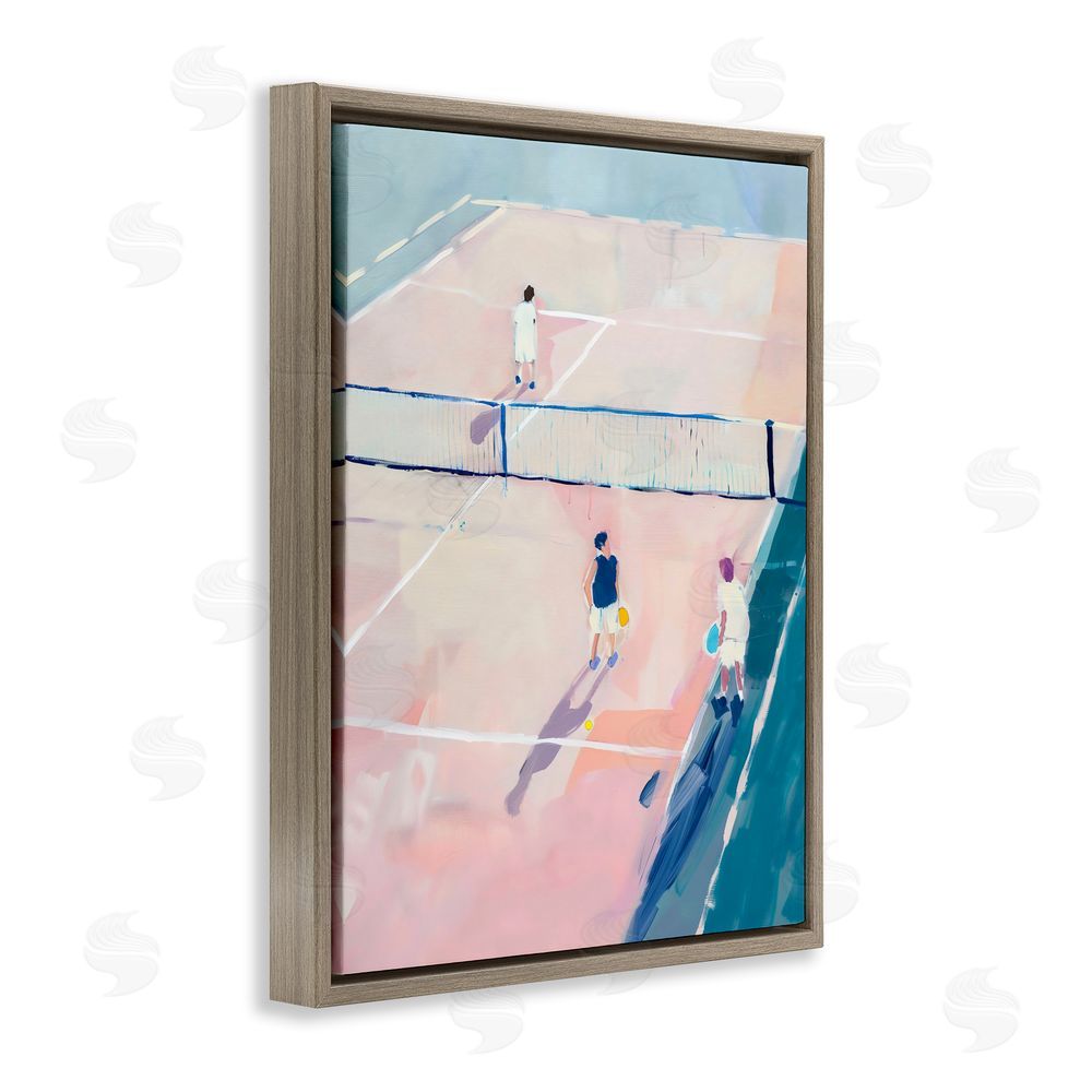 The Prints Vibe Summer Game of Tennis Brown Floating Framed Canvas Wall Art Print
