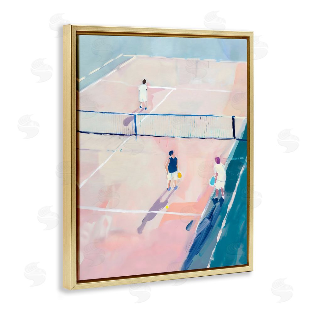 The Prints Vibe Summer Game of Tennis Gold Floating Framed Canvas Wall Art Print