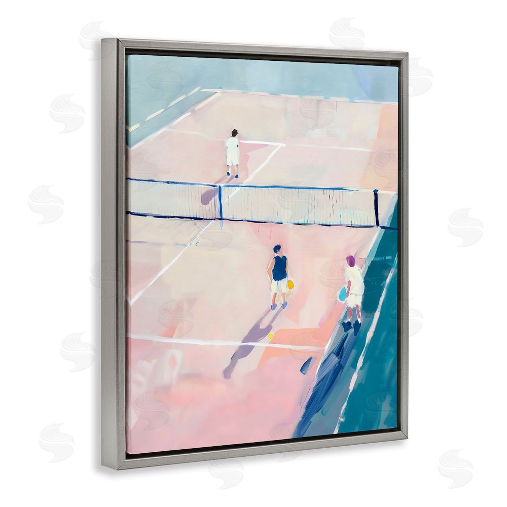 The Prints Vibe Summer Game of Tennis Gray Floating Framed Canvas Wall Art Print