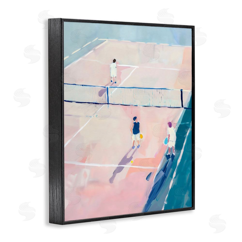 The Prints Vibe Summer Game of Tennis Black Framed Giclee Wall Art Print