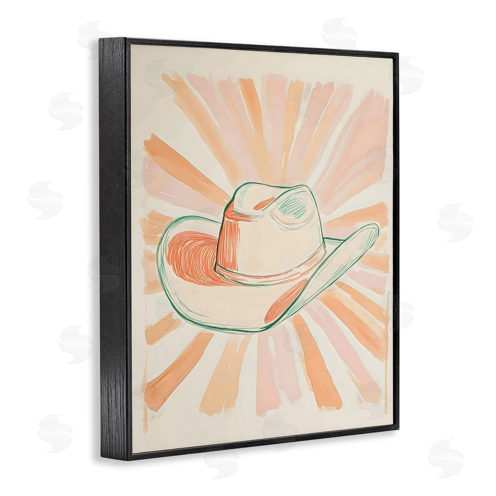 The Prints Vibe Sunburst & Cowboy Hat Black Framed Giclee Wall Art Print
