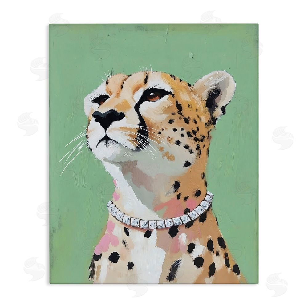 The Prints Vibe Glam Cheetah with Jewels Stretched Canvas Wall Art