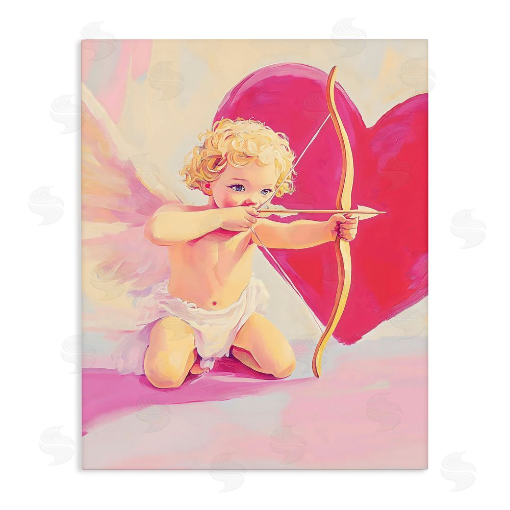 The Prints Vibe Cupid Shooting Arrow with Heart Stretched Canvas Wall Art