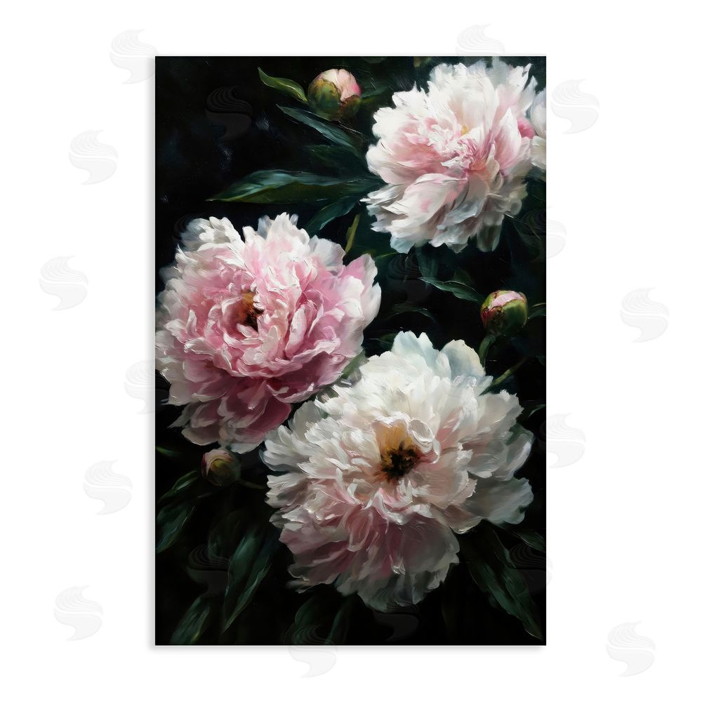 Petal Prints Design Soft Pink Peony Garden Stretched Canvas Wall Art Print